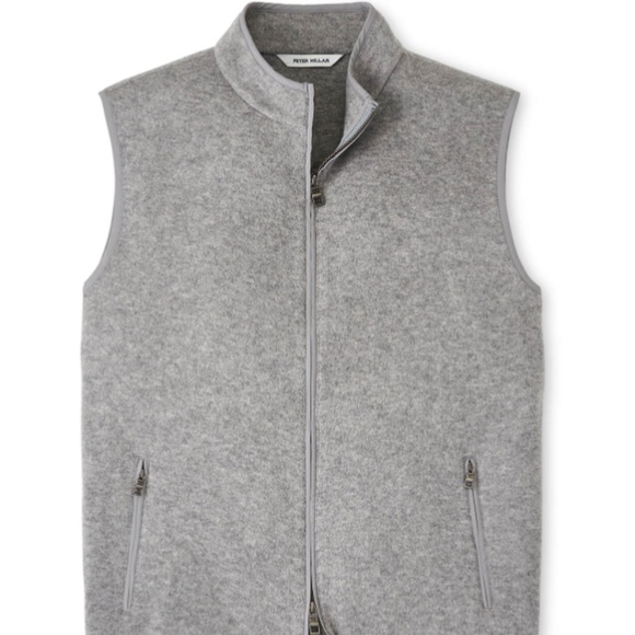 Peter Millar Men's Large British Grey Crown Flex Fleece Vest MSRP $495 - Picture 1 of 13